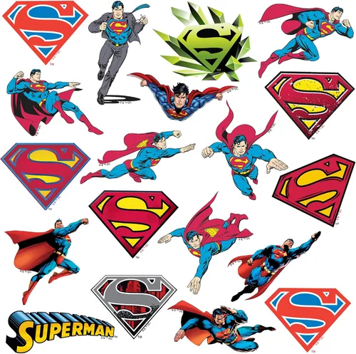 Vista 4 de Superman Character Poses 100 calcomanías de vinilo impermeables troqueladas para coche