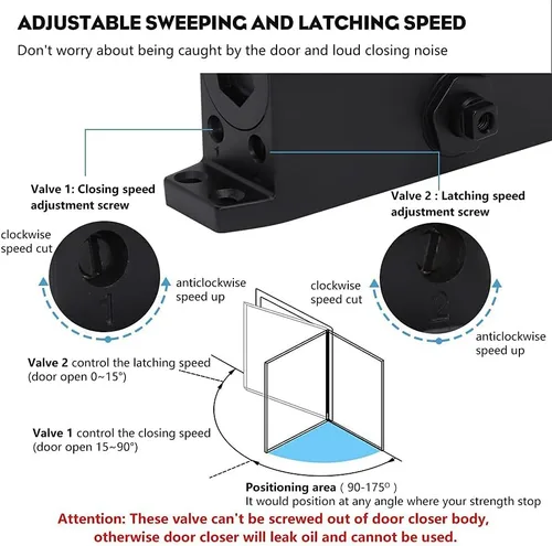 Vista 2 de Marie Cierrapuertas abiertas para montaje regular, jamba superior, tamaño automático ajustable de 2 puertas para puertas de luz residenciales