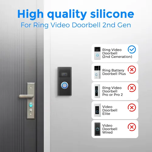 Vista 4 de Baaletc Funda protectora de silicona compatible con Ring Video Doorbell de 2ª generación (versión 2020), funda resistente a la intemperie, sin