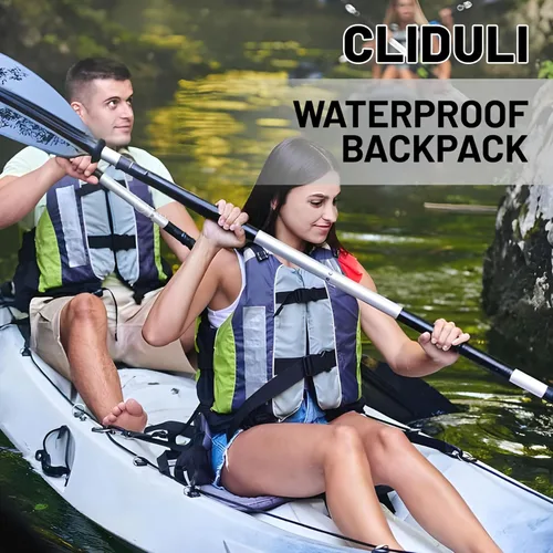 Vista 7 de Bolsa seca impermeable, mochila impermeable con rayas blancas y negras de 5L/10L/20L, bolsas flotantes y ligeras para kayak, canotaje, pesca