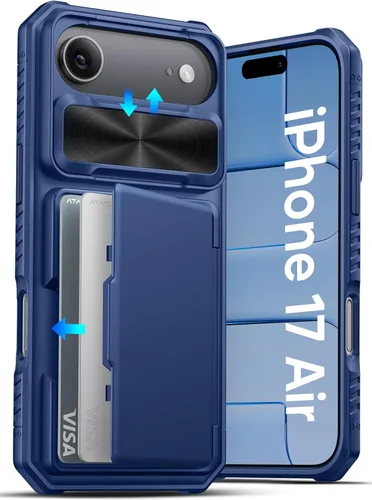 Vista 30 de ATATOO Funda para iPhone 16 con tarjetero (almacena 3-5 tarjetas) [bloqueo RFID] y funda para cámara deslizante, protección de grado militar, funda