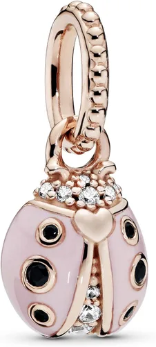 PANDORA Joyería colgante de cristal de mariquita rosa y circonita cúbica para collar oro rosa Oro rosa Cristal Esmalte Circonita cúbica