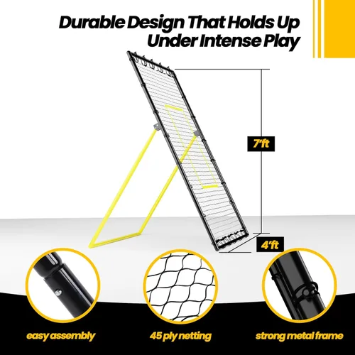 Vista 5 de Apex Sports Adjustable Volleyball Rebounder Net 7x4 ft – Bounce Back Training Equipment with Angle Customization for Practicing Volleying, Bumping