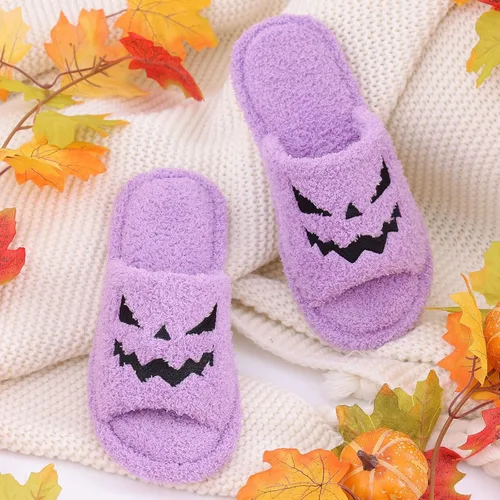 Vista 5 de shevalues Pantuflas de tela de rizo con punta abierta para mujer, pantuflas de espuma viscoelástica