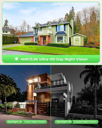 Vista 9 de CAMCAMP Wireless Solar Security Camera Outdoor 4 Pack, 2K Solar Home Security Camera System with 10" 10CH NVR Monitor &500GB HDD, 0 Monthly Fee