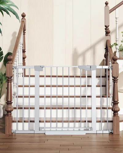 Vista 50 de Cumbor Puerta para bebés de 29.7 a 46 pulgadas para escaleras, ganadora de los premios Mom's Choice Awards - Puerta para perros con cierre