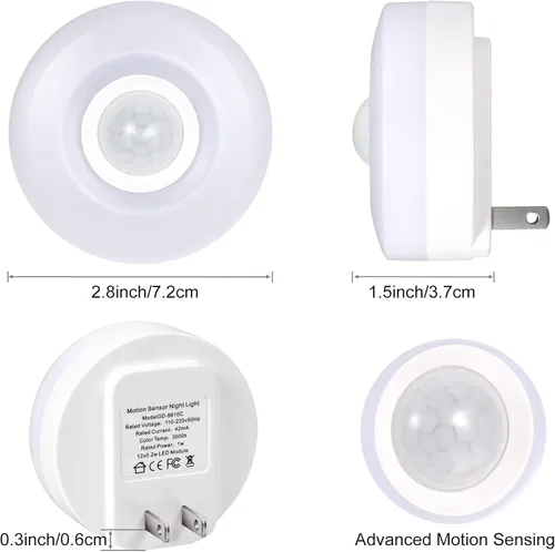 Vista 7 de YELKO Luz nocturna enchufable, luces nocturnas superbrillantes de 200 lúmenes, [paquete de 4] luces LED de noche con sensor de movimiento