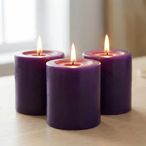 Vista 14 de Richland Juego de 2 velas de pilar azul claro de 3 x 9 pulgadas sin perfume para bodas, hogar, vacaciones, relajación, iglesia spa