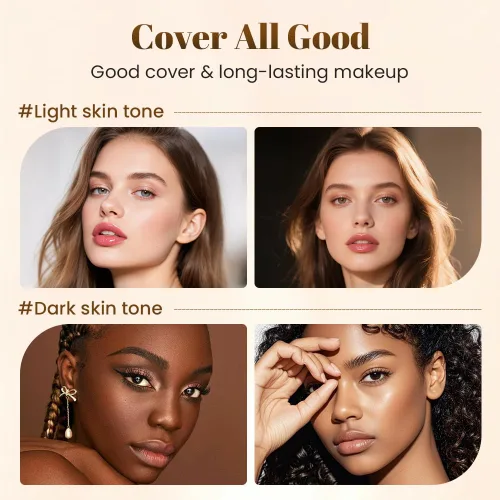 Vista 4 de Drkicsy Cojín de cabeza de hongo CC Cream, corrector de base acolchada para mujeres mayores, cobertura completa, base BB Cream corrector de tono