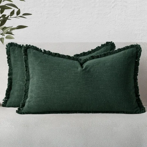 Vista 49 de MIULEE Juego de 2 fundas de almohada decorativas de lino neutro con flecos, fundas de cojín de estilo bohemio con borlas para sofá, cama, sala