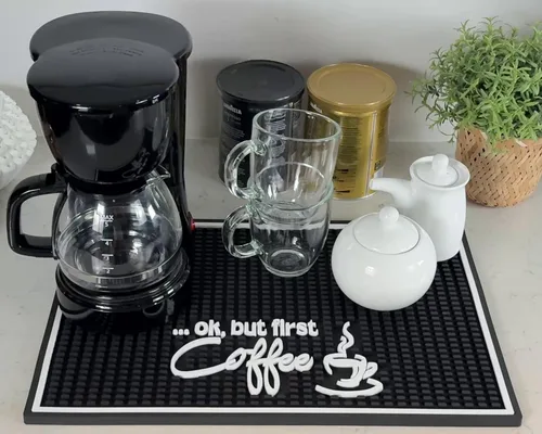 Vista 8 de Alfombrillas de bar para encimera con marco blanco, alfombrilla de café de silicona premium de 18x12 pulgadas, protector de almohadilla resistente