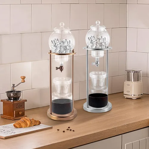 Vista 8 de Café helado, torre de goteo en frío, cafetera de café helado, gotero de café helado, cafetera de café helado, 8 tazas (gris)