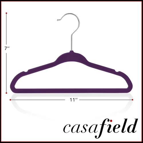 Vista 5 de Casafield 100 perchas de terciopelo para bebé, tamaño de 11 pulgadas, para ropa de bebés y niños pequeños, color morado