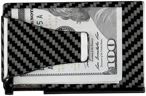 Vista 2 de Simply Carbon Fiber Cartera delgada de fibra de carbono real para efectivo y tarjeta, Custom