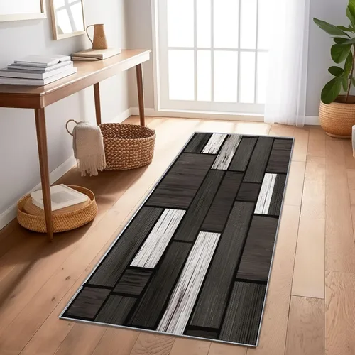 Hallway Washable Runner Rug - 2'x5' Kitchen Rugs Entryway Rug Runner Industrial Style Wood Panels Texture Soft Floor Mat Non Slip Indoor Farmhouse