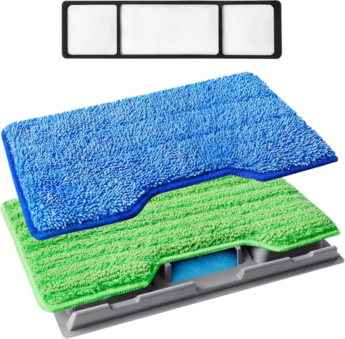 Vista 8 de KEEPOW Recambios de almohadillas reutilizables compatibles con Shark VACMOP Paquete de 4+2+1 (azul/blanco)