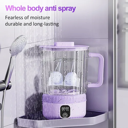 Vista 3 de Lavadora de Ropa Interior, Mini Lavadora Portátil Mejorada de 2.5L con Mango para Ropa Interior y Ropa Pequeña, Lavadora de Viaje Recargable