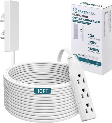 Vista 11 de SakerPlus Extensor de cubierta de toma de corriente para corrector de salida con 3 salidas de CA, cable de extensión de enchufe plano de 5 pies