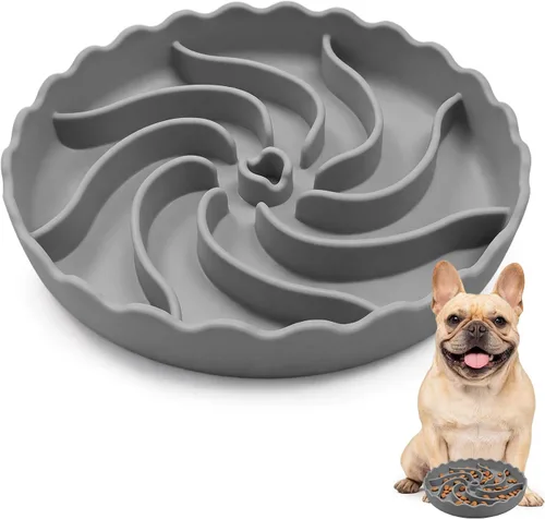 Vista 9 de SCHITEC Slow Feeder Dog Bowl, Puzzle Silicone Bowl for Small Medium Breeds Pink