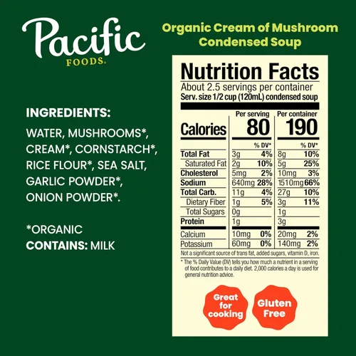 Vista 2 de Pacific Foods Crema de sopa de champiñones orgánica, lata de 10.5 onzas