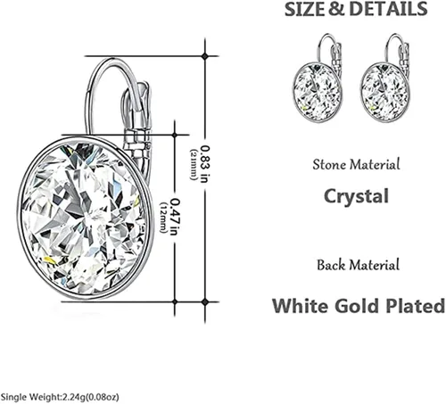 Vista 3 de Bella Drop Earrings Crystals 18K White Gold Plated Hypoallergenic Dangle Earrings Jewelry for Women