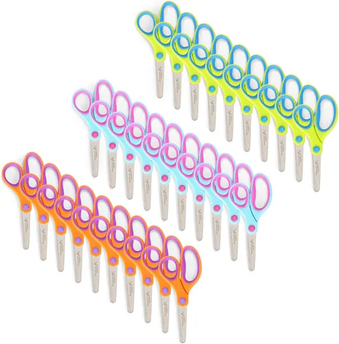 Blue Summit Supplies 30 Pack Kids Scissors Bulk with Comfort Grip, Bulk Scissors for Classroom and School, Blunt Tip for Student Safety, Assorted