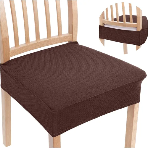 Vista 16 de Smiry Juego de 4 fundas de asiento elásticas de jacquard para sillas de comedor, extraíbles y lavables, sin fundas traseras, color negro