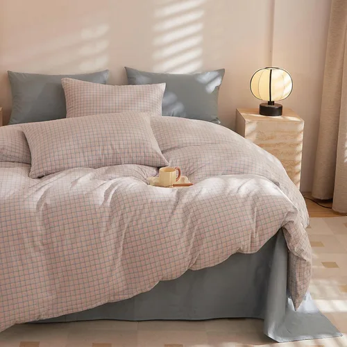 Vista 31 de HighBuy - Juego de funda de edredón a cuadros tamaño Twin XL, diseño Buffalo Grid, ropa de cama de algodón suave con patrón a cuadros, funda