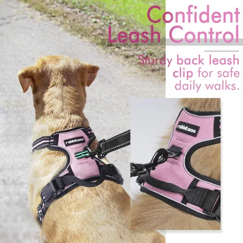 Vista 6 de Rabbitgoo - Pechera para perro , pechera sin jalones para mascotas con 2 ganchos de correa, chaleco Oxford ajustable, acolchado, suave y reflectante