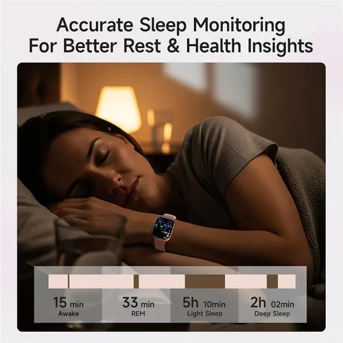Vista 5 de Reloj inteligente para mujeres, pantalla AMOLED ultra clara de 1.85 pulgadas, smartwatch compatible con iPhone/Samsung/Android, rastreador
