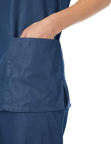 Vista 2 de Cherokee Men and Women Scrub Set, Modern Fit V-neck Scrub top with Mid Rise Drawstring Pants WW530C