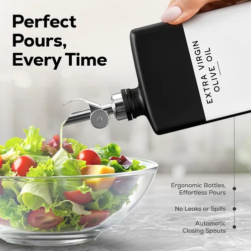 Vista 2 de Brighter Barns - Botella dispensadora de aceite de oliva de vidrio negro para cocina, dispensador de salsa de soja, botella de jarabe de café