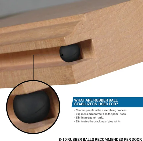 Vista 3 de Rok Separadores de puerta de gabinete de panel elevado para ranura de 1/4 pulgadas (0.250 in), estabilizadores de bolas de goma negra para puerta