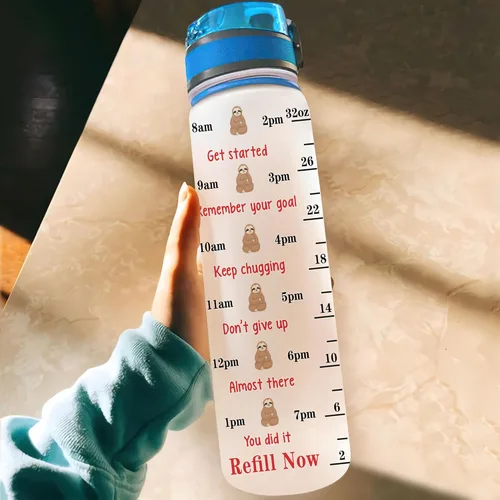 Vista 29 de Hyturtle Botella de agua motivacional personalizada con texto en inglés "I Just Freaking Love Sloths" de 32 onzas, botella de agua con seguimiento