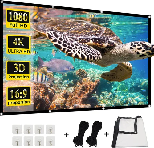 Vista 10 de Pantalla de proyector frontal trasera 4K 16:9 HD, plegable, de doble cara, portátil para cine en casa (60 pulgadas)