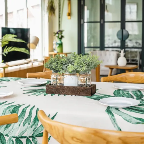 Vista 5 de Mkono 2 estilos Mason Jar Lights Centro de mesa Decoración para comedor Casa de campo Mesa de café Decoración