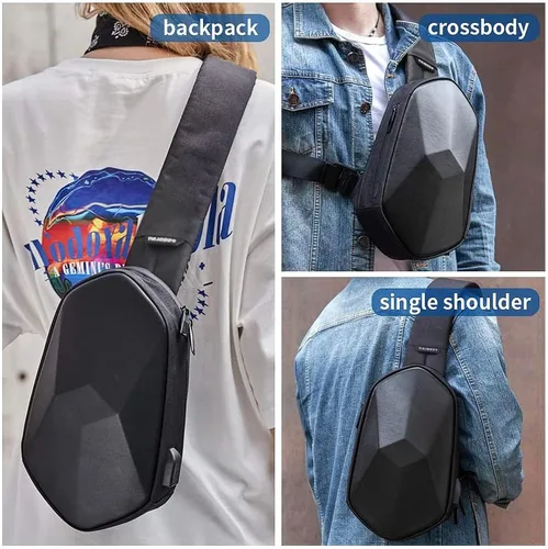 Vista 5 de Mochila tipo bandolera impermeable para hombro, bolsa de hombro casual, Negro, M, Mochilas Daypack