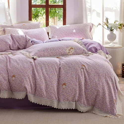 Vista 46 de Juego de funda de edredón blanca con estampado floral azul, juego de ropa de cama de algodón suave estilo bohemio, juego de ropa de cama estética