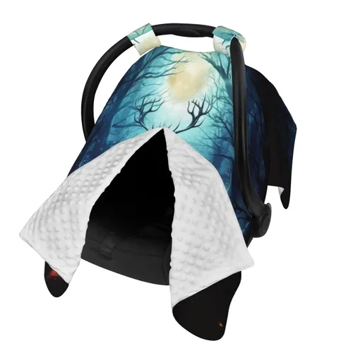 Vista 2 de Baby Car Seat Canopy Cover for Mom, Soft Breathable Nursing Breastfeeding Covers Multi Use Stroller Sun Shade Newborn Shower Gift，Moonlight Deer