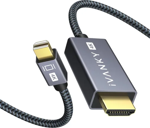 Vista 10 de IVANKY Cable 4K Mini DisplayPort a HDMI de 10 pies, cable Thunderbolt a HDMI 4K a 30 Hz, [carcasa de alumbre/trenzado/chip óptimo], Mini DP a HDMI