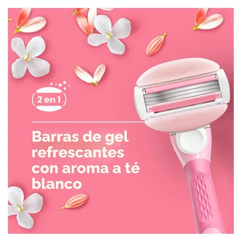 Vista 6 de Gillette Venus ComfortGlide - Rastrillo de afeitar para mujer, té blanco (1 mango + 4 cuchillas de repuesto)