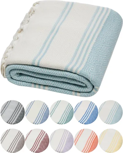 Vista 16 de DEMMEX Organic Diamond - Toalla turca de baño y playa 100% algodón turco certificado Oeko-TEX, ultra suave, de secado rápido, ligera, compacta