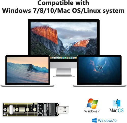 Vista 5 de ELUTENG Adaptador NVME a USB 3.1 Gen 2 a M.2 NVMe SSD Convertidor Adaptador 10Gbps PCIe basado M Key Disco Duro Lector Max 4TB Soporte UASP para SSD