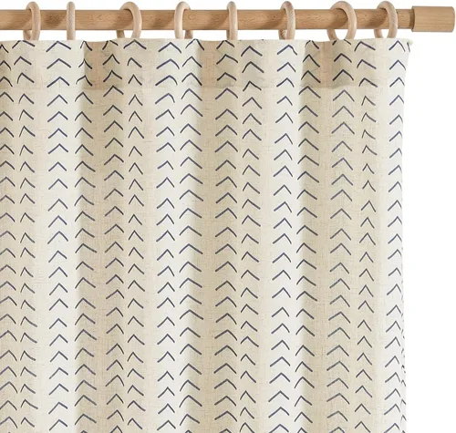 Vista 18 de jinchan Cortinas de lino bohemias para sala de estar, cortinas semitransparentes para dormitorio, 63 pulgadas de largo, cortinas de granja