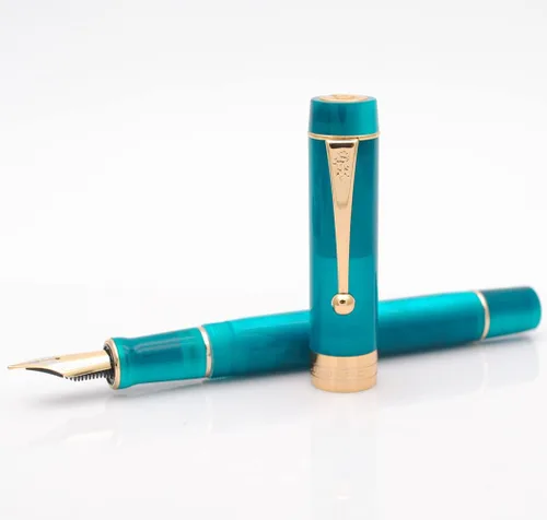 Vista 4 de Pluma estilográfica JINHAO 100 con convertidor de tinta (plumilla mediana de 0.7mm, azul pavo real)