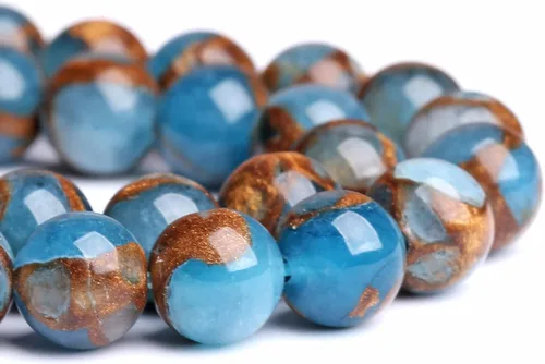 Vista 41 de 10MM 36 Cuentas de Piedras Preciosas de Larimar Azul Natural para Hacer Joyería, Pulseras DIY