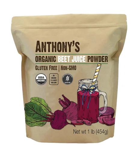 Anthony's Polvo de Jugo de Raíz de Remolacha Orgánico, 1 lb, Sin Gluten, Sin OGM, Apto para Veganos