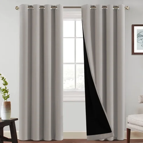 Vista 15 de PrinceDeco Cortinas 100 % opacas para dormitorio, paneles de cortina completamente opacas súper suaves, aislantes, con ojales, cortinas opacas Gris