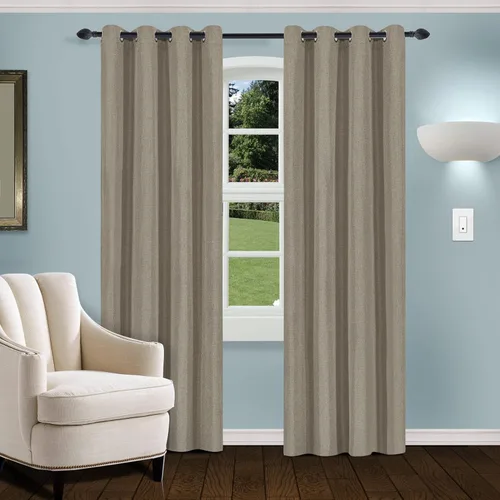 Vista 12 de Superior Juego de 2 cortinas opacas con textura de lino, par de paneles con aislamiento térmico con cabecera superior con ojales, cortinas clásicas