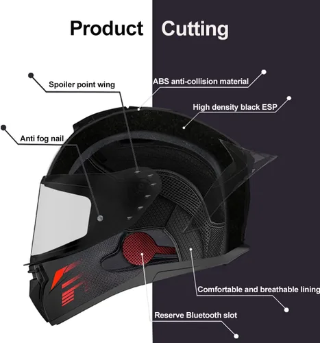 Vista 2 de Casco abatible de cara completa para motocicleta, casco integrado con Bluetooth, aprobado por DOTECE, cascos modulares de motocross, múltiples